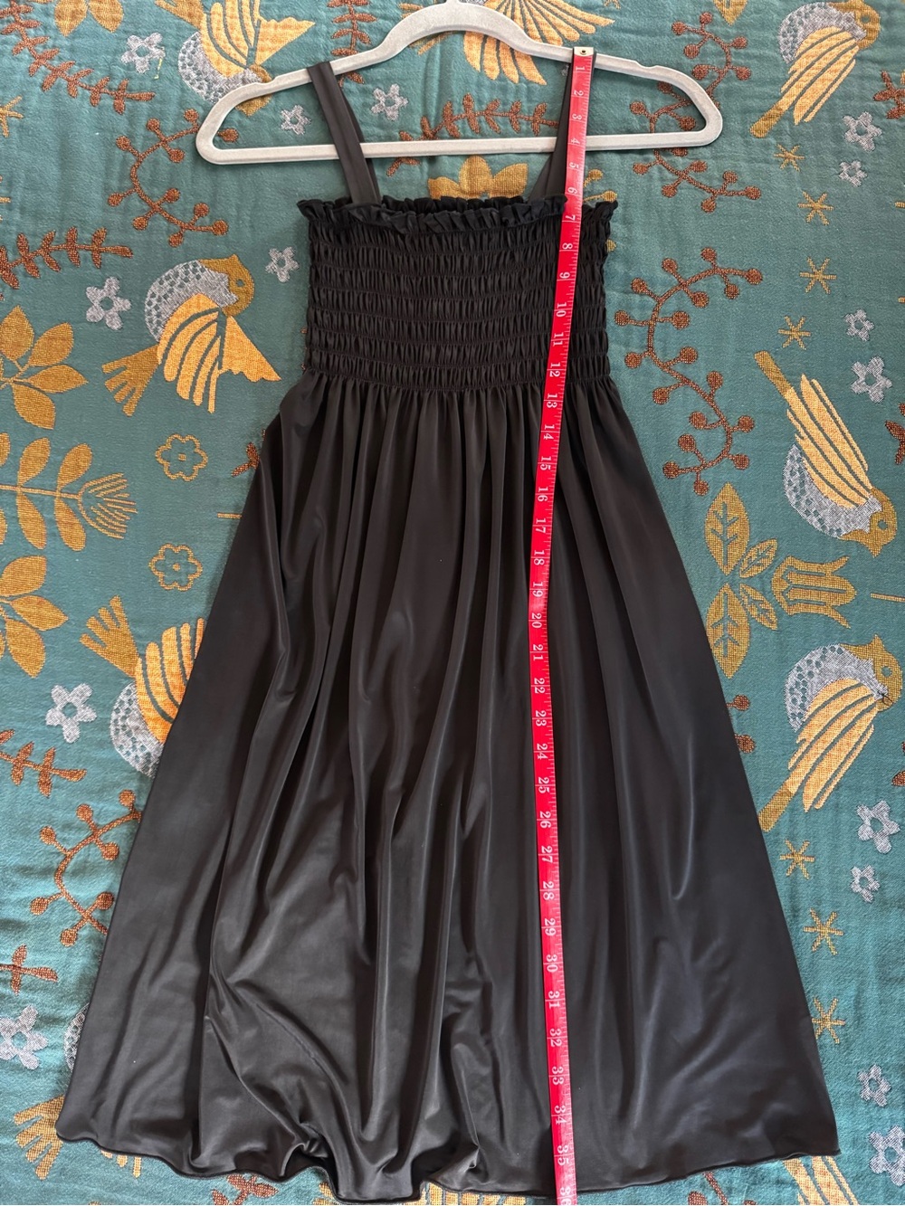 Black Smocked Midi Dress with Spaghetti Straps - Picture 5 of 5